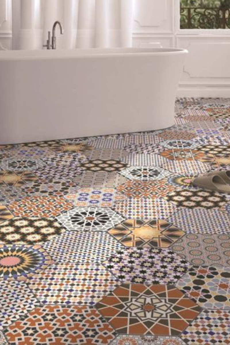 Andalucia Hexagon Patterned Porcelain Wall And Floor Tiles